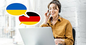 Kostenloser Deutsch Sprachkurs für ukrainische Geflüchtete Ukranische Frau lernt kostenlos Deutsch