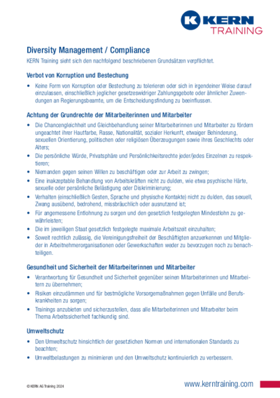 Diversity Management / Compliance